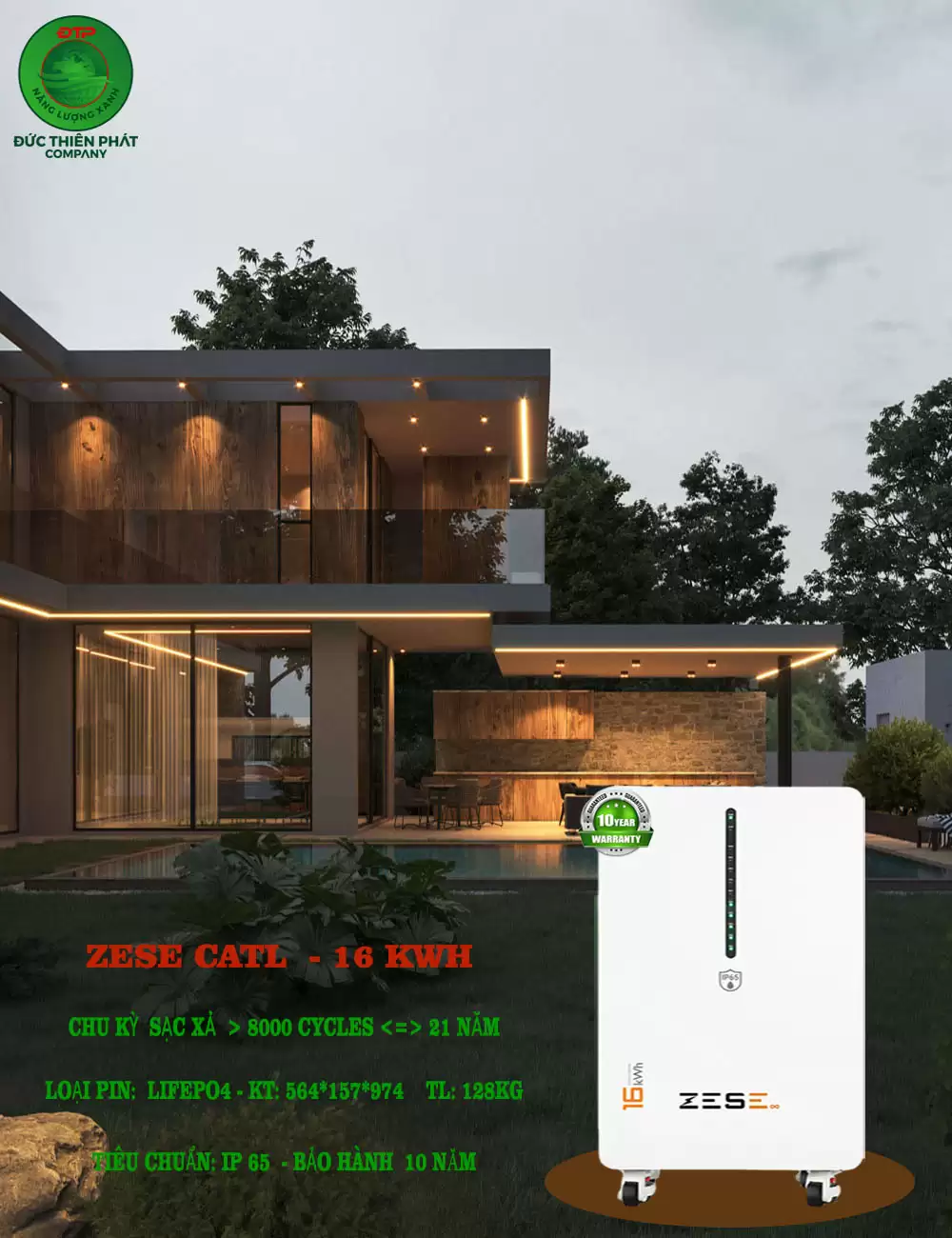 Pin lưu trữ Lithium Cell Catl dòng A cao cấp ZESE 314Ah 16KW 7 SOLAR ĐỨC THIÊN PHÁT